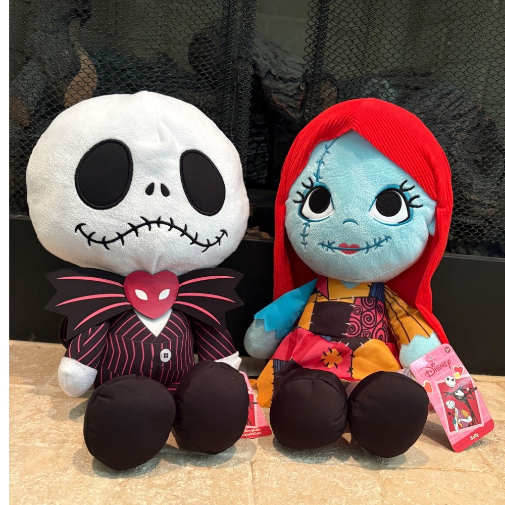 Disney Nightmare Before Christmas Jack Skellington Sally Plush Set New With Tags